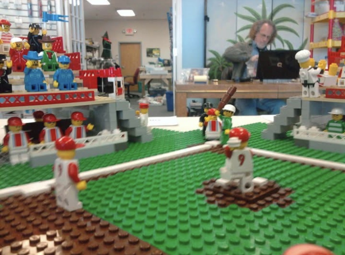 LEGO baseball scene displayed at Oasis Trading Post